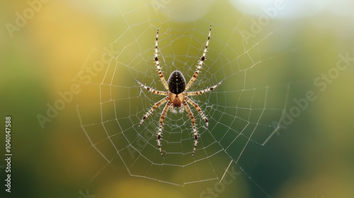 Spider in web in outdoors.