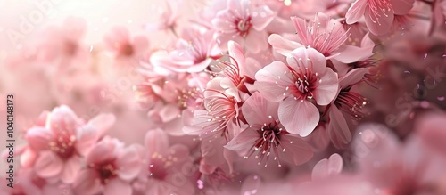 Soft pink cherry blossoms blooming in spring create a dreamy ambiance making it a perfect copy space image