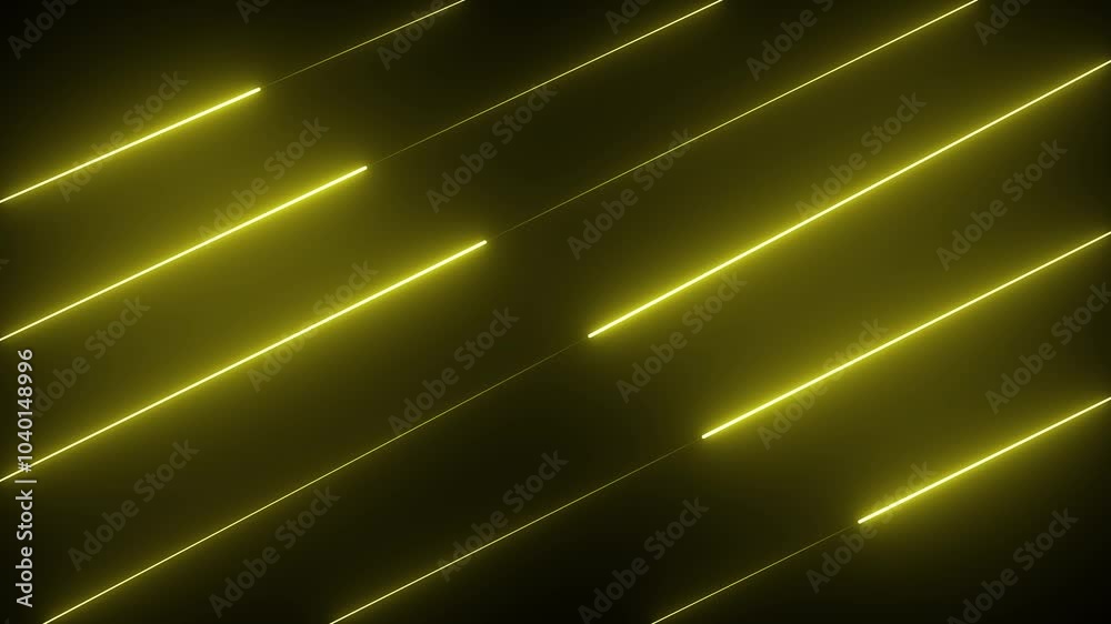 glowing neon yellow color line background animation icon on black background
