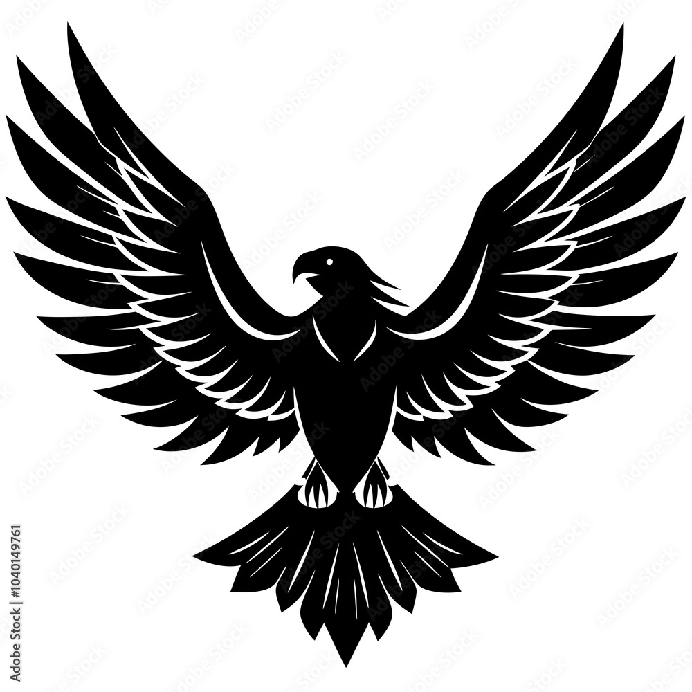 Obraz premium A vector silhouette of an eagle with spread wings against a white background