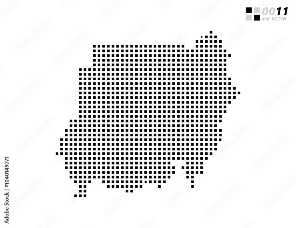 Fototapeta premium Vector abstract pixel black of Sudan map. Organized in layers for easy editing.