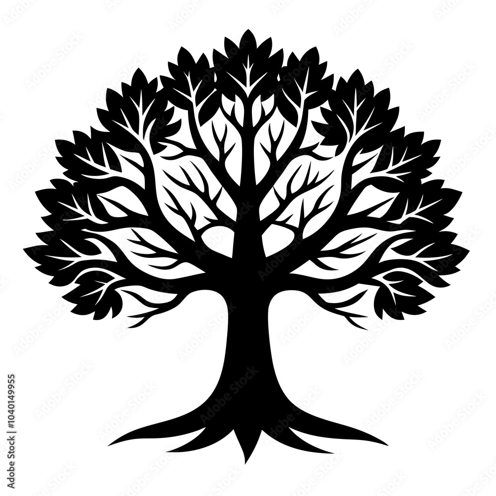 Obraz premium Oak Trees Vector Silhouette