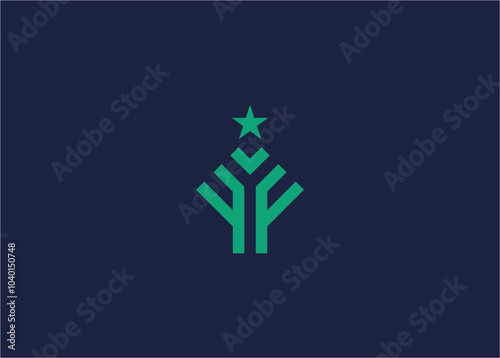 letter ff with pine tree logo icon design Vector design template inspiration