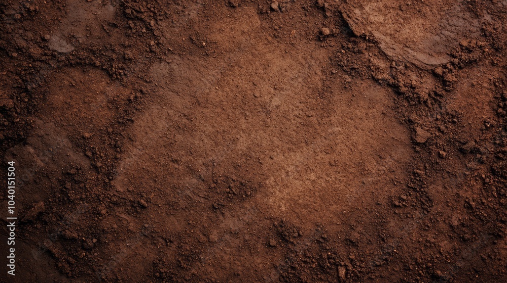 A close-up view of dark, textured soil, showcasing its rich, brown color and uneven surface with small rocks. A close-up view of dark, textured soil, showcasing its rich, brown color and uneven surface with small rocks.