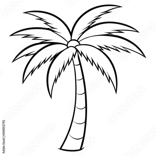Palm Tree Silhouette Vector Art Illustration for Natural Forest Design.