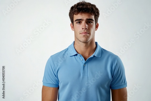 Wallpaper Mural the young guy in blue polo t-shirt on white background Torontodigital.ca