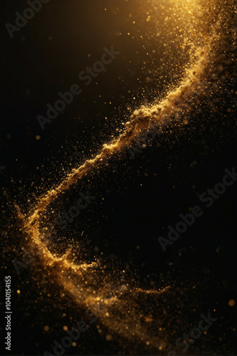 Golden dust sparkles against a black background
