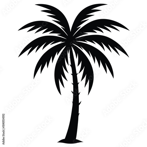 Palm Tree Silhouette Vector Art Illustration for Natural Forest Design.