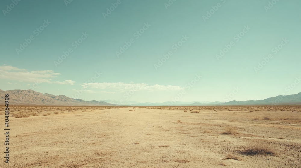 Quiet desert scene in Nevada with vast open sky, leaving space for text Quiet desert scene in Nevada with vast open sky, leaving space for text