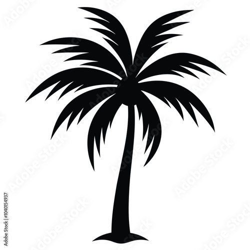 Palm Tree Silhouette Vector Art Illustration for Natural Forest Design.