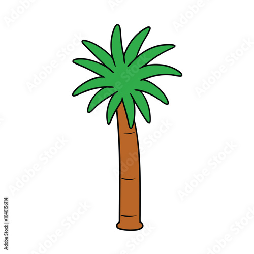 Palm Tree Silhouette Vector Art Illustration for Natural Forest Design.