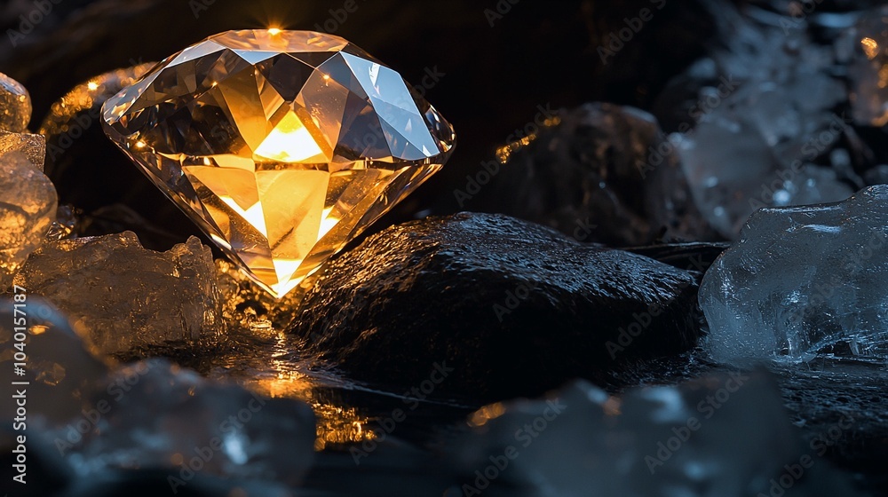 Captivating Diamond in Ice: Beauty Trapped in Coldness Captivating Diamond in Ice: Beauty Trapped in Coldness