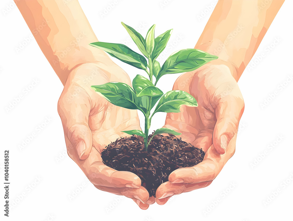 Flat Hands Holding Small Sapling Against Glossy White Background, Close-Up Shot Symbolizing Growth, Innovation, ESG Business Discussions, Ample Copy Space for Environmental Stewardship Concept, Simple Flat Hands Holding Small Sapling Against Glossy White Background, Close-Up Shot Symbolizing Growth, Innovation, ESG Business Discussions, Ample Copy Space for Environmental Stewardship Concept, Simple