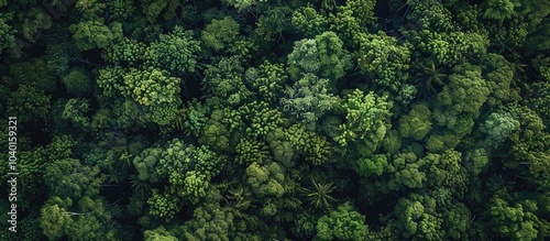 Aerial drone captures a scenic rural forest with lush greenery providing a captivating copy space image