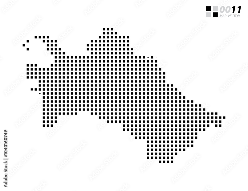 Fototapeta premium Vector abstract pixel black of Turkmenistan map. Organized in layers for easy editing.