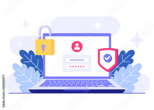 Password secure access, Data protection, Cyber security, Internet security, information privacy, Account protection flat vector illustration for landing page, app, web banner, infographic, poster