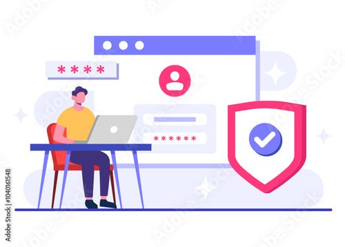 Password secure access, Data protection, Cyber security, Internet security, information privacy, Account protection flat vector illustration for landing page, app, web banner, infographic, poster