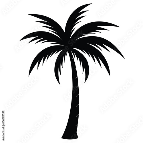 Palm Tree Silhouette Vector Art Illustration for Natural Forest Design.