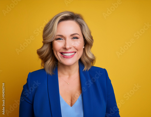 Studio Portrait of Mature Happy Woman Smiling