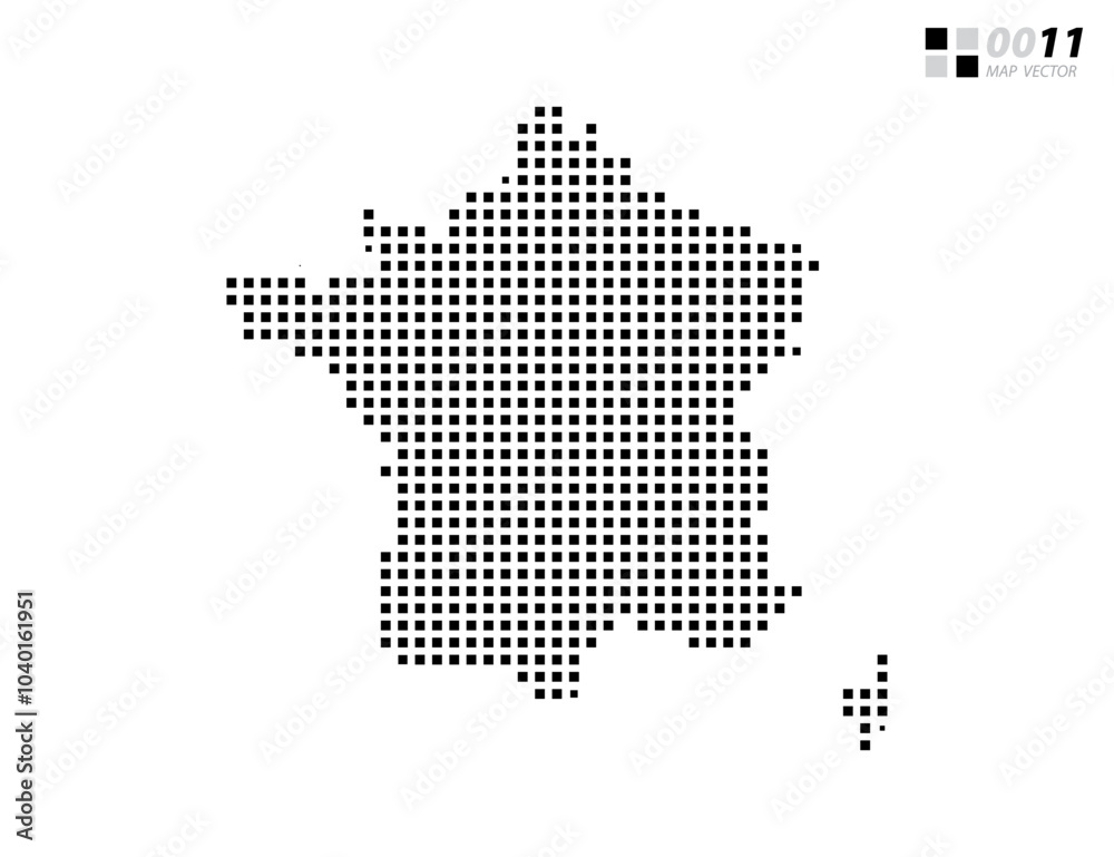 Obraz premium Vector abstract pixel black of France map. Organized in layers for easy editing.