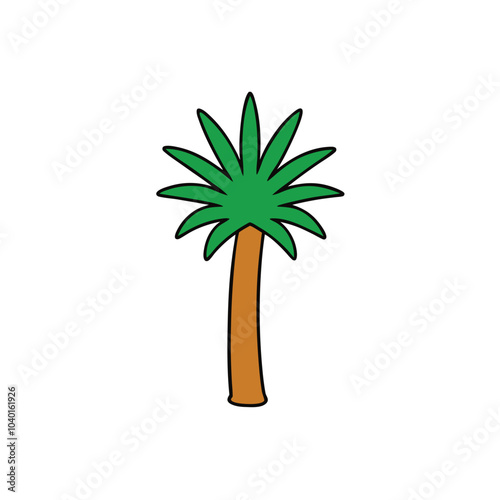 Palm Tree Silhouette Vector Art Illustration for Natural Forest Design.