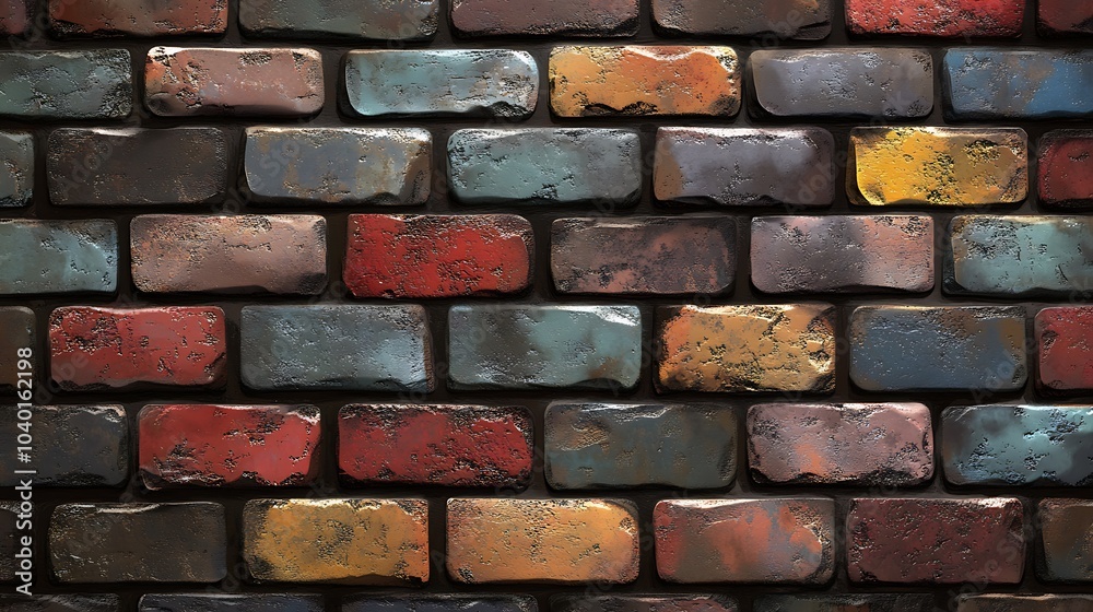 Fototapeta premium A close-up of a colorful brick wall.