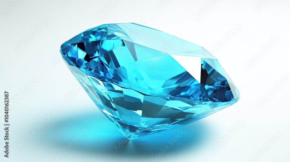 A glowing aquamarine gemstone with a cool blue tone, isolated on a white background, emphasizing its clarity A glowing aquamarine gemstone with a cool blue tone, isolated on a white background, emphasizing its clarity