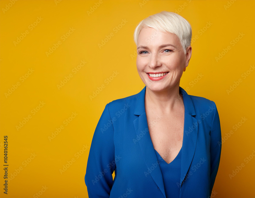 Studio Portrait of Mature Happy Woman Smiling Studio Portrait of Mature Happy Woman Smiling
