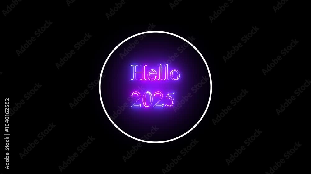 Happy new year 2025, year change concept. New year 2025 neon looping line animation on black background Happy new year 2025, year change concept. New year 2025 neon looping line animation on black background