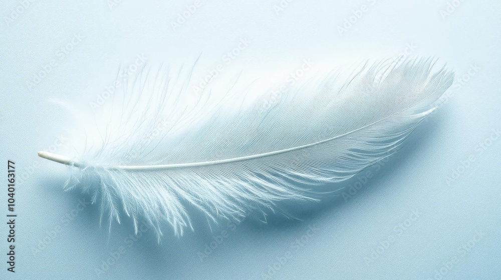 Obraz premium A single feather resting on a clean, white surface