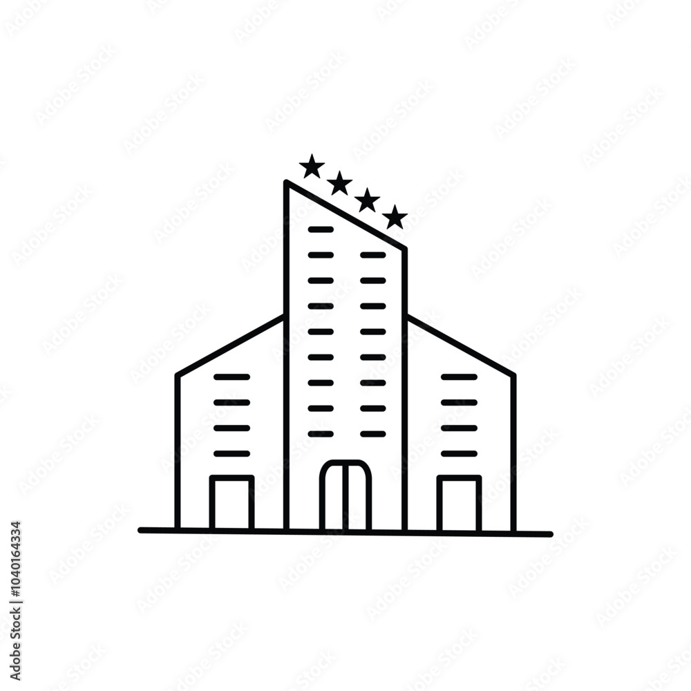 Obraz premium Icon of high-rise office building. Construction, tall, urban. Architecture concept. Can be used for topics like city, financial district, workplace, business
