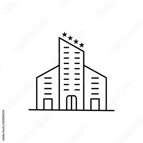 Icon of high-rise office building. Construction, tall, urban. Architecture concept. Can be used for topics like city, financial district, workplace, business