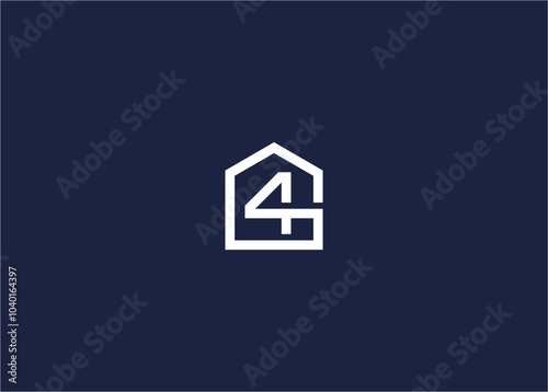 letter g4 with house logo icon design vector design template inspiration