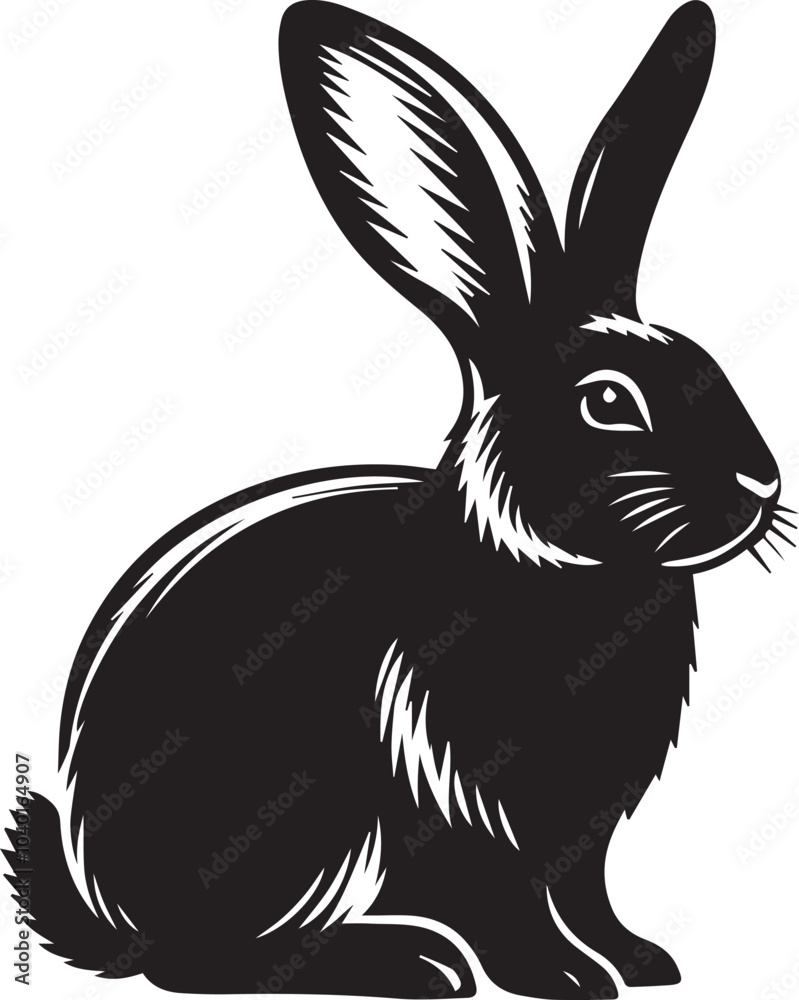 Naklejka premium Black and white rabbit