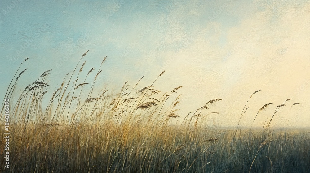 The serene Great Plains with tall grasses waving in the wind, leaving room for copy The serene Great Plains with tall grasses waving in the wind, leaving room for copy