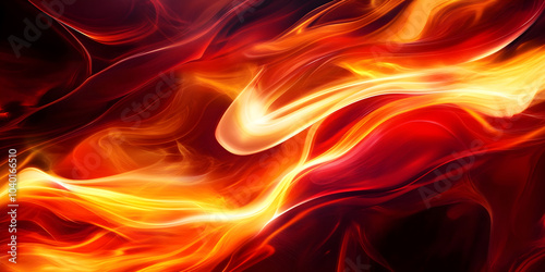 Vivid abstract background featuring swirling flames in red, yellow, and orange tones creating a dynamic, energetic atmosphere