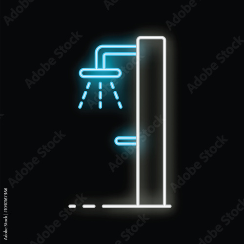 Blue and white neon shower sign, great for hygiene related designs