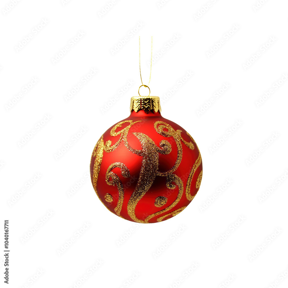 Red Christmas Ornament with Golden Swirls Red Christmas Ornament with Golden Swirls