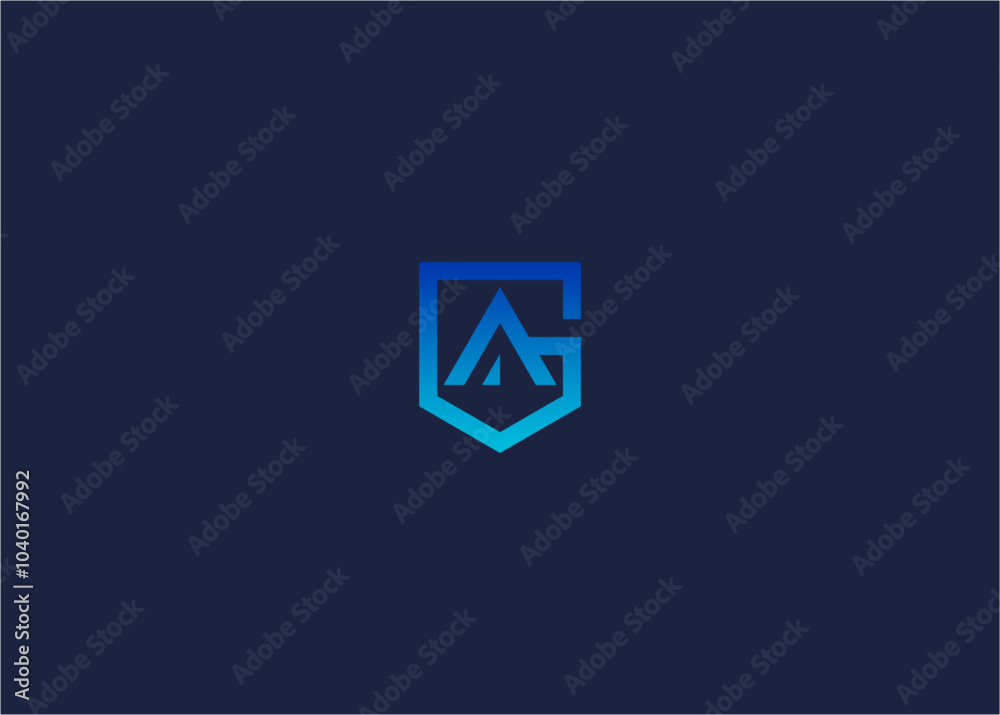 Fototapeta premium letter ag with shield logo icon design vector design template inspiration