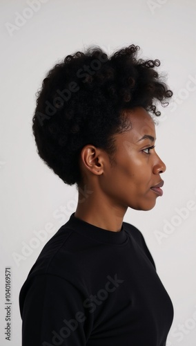 Vector illustration side profile of an African American woman with natural Afro hairstyle