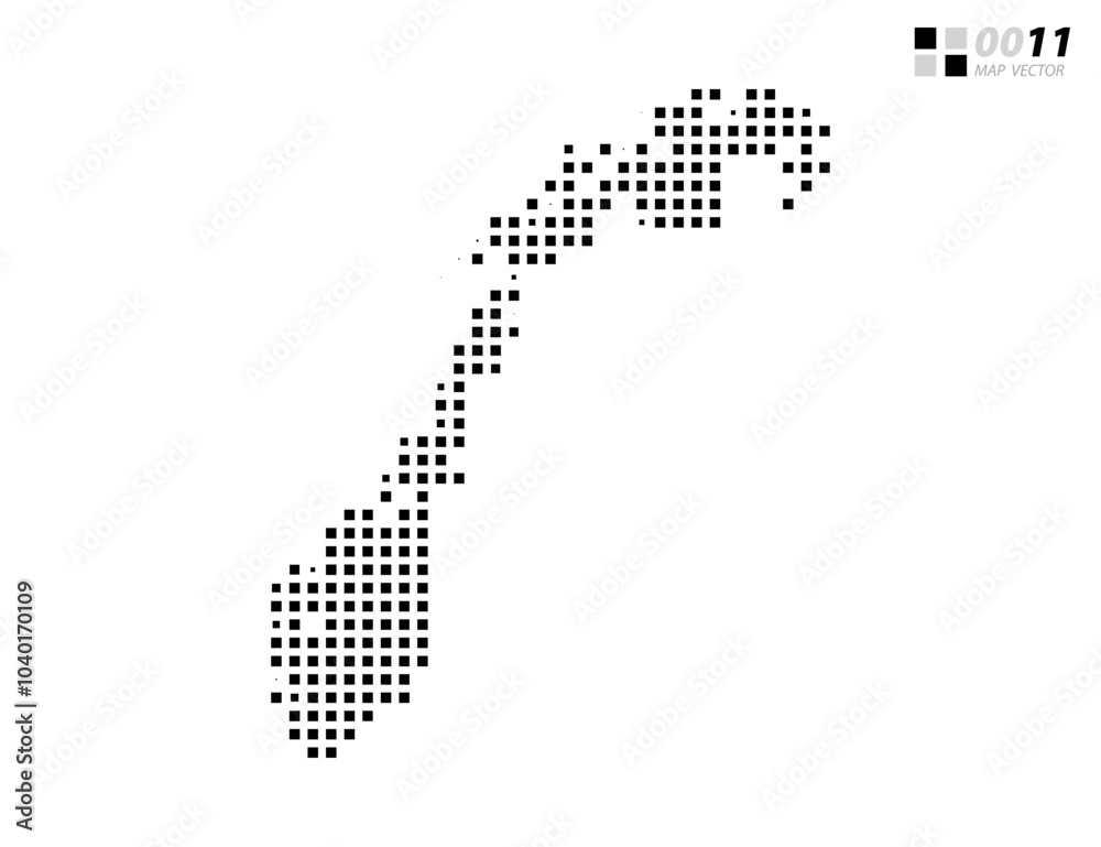 Vector abstract pixel black of Norway map. Organized in layers for easy editing.