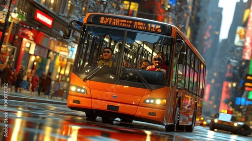 Wallpaper Mural Bus Driving Through City Streets Torontodigital.ca