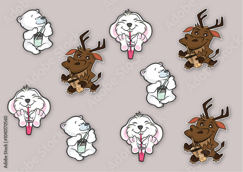 set of funny animals