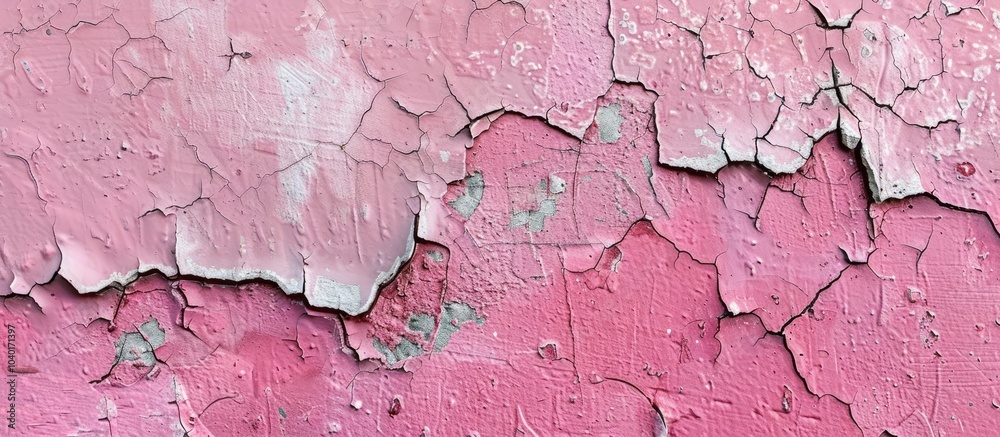 An aged cracked pink painted surface with a weathered texture ideal for a copy space image An aged cracked pink painted surface with a weathered texture ideal for a copy space image