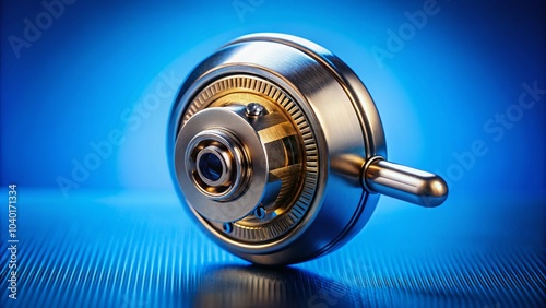 Open Dial Metal Combo Lock on Blue Background - Conceptual Security and Safety Theme