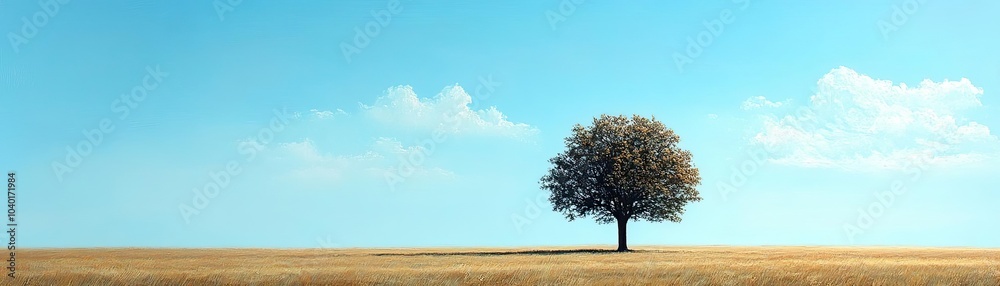 A single tree on a horizon, with nothing but sky behind it