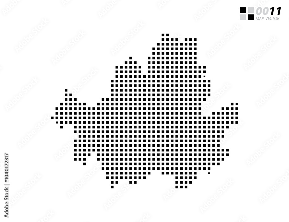 Obraz premium Vector abstract pixel black of Seoul map. Organized in layers for easy editing.