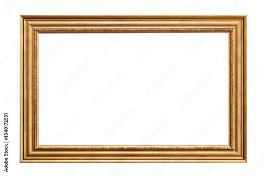 Gold gilt landscape picture frame with an empty blank canvas for use as a border or home décor, png file cut out and isolated on a transparent background, stock illustration image Gold gilt landscape picture frame with an empty blank canvas for use as a border or home décor, png file cut out and isolated on a transparent background, stock illustration image