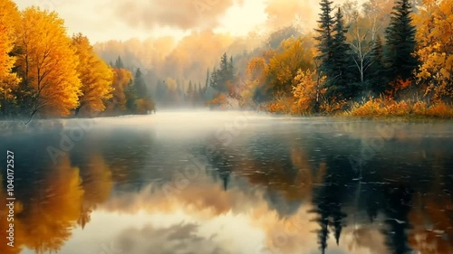 Wallpaper Mural Peaceful autumn lake surrounded by vibrant trees reflecting on water. Seasonal nature concept Torontodigital.ca
