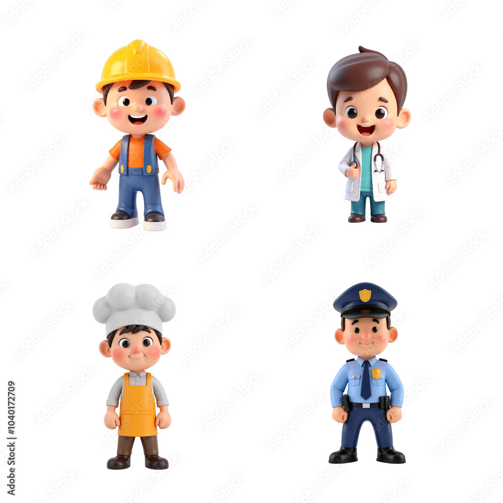 set of funny cartoon people, professions set of funny cartoon people, professions